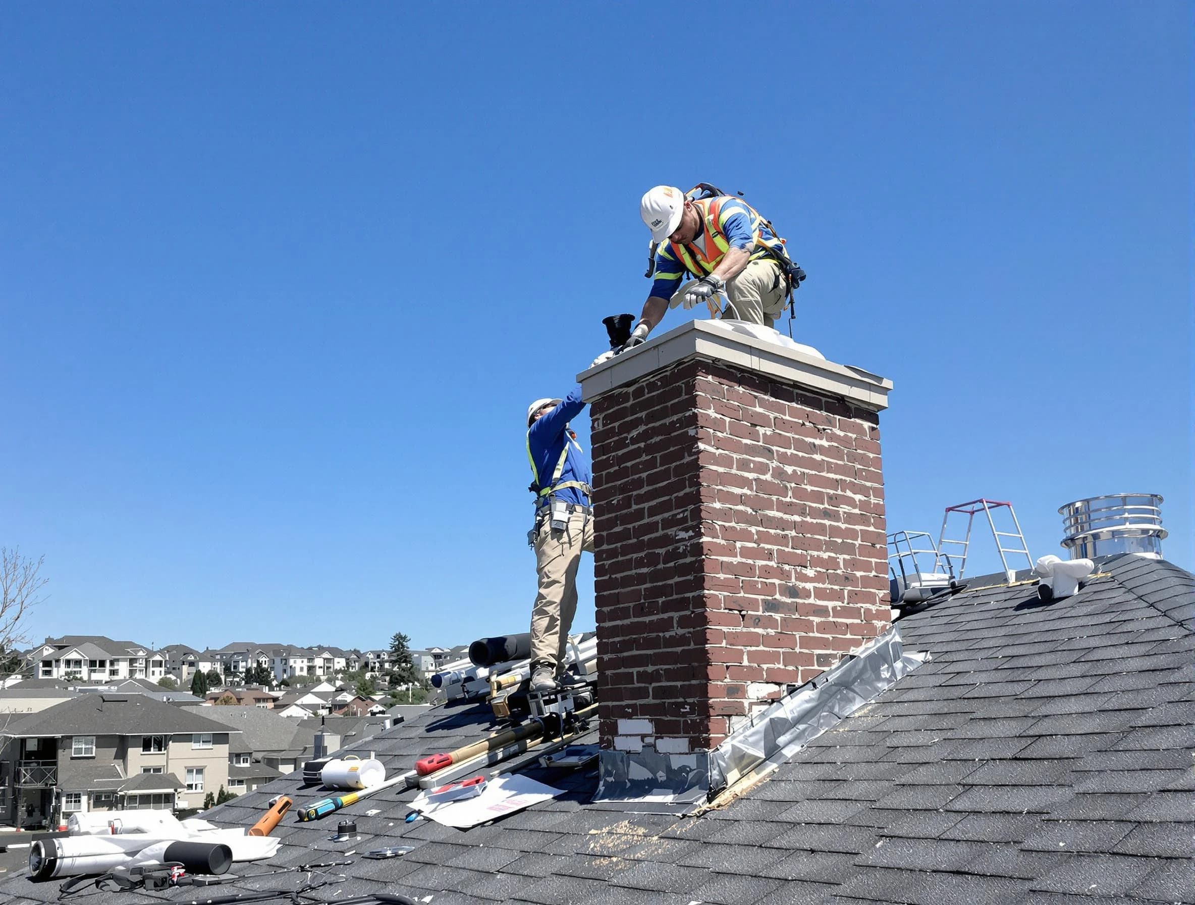 Lower Burrell Chimney Sweep repairing a chimney crown in Lower Burrell, PA