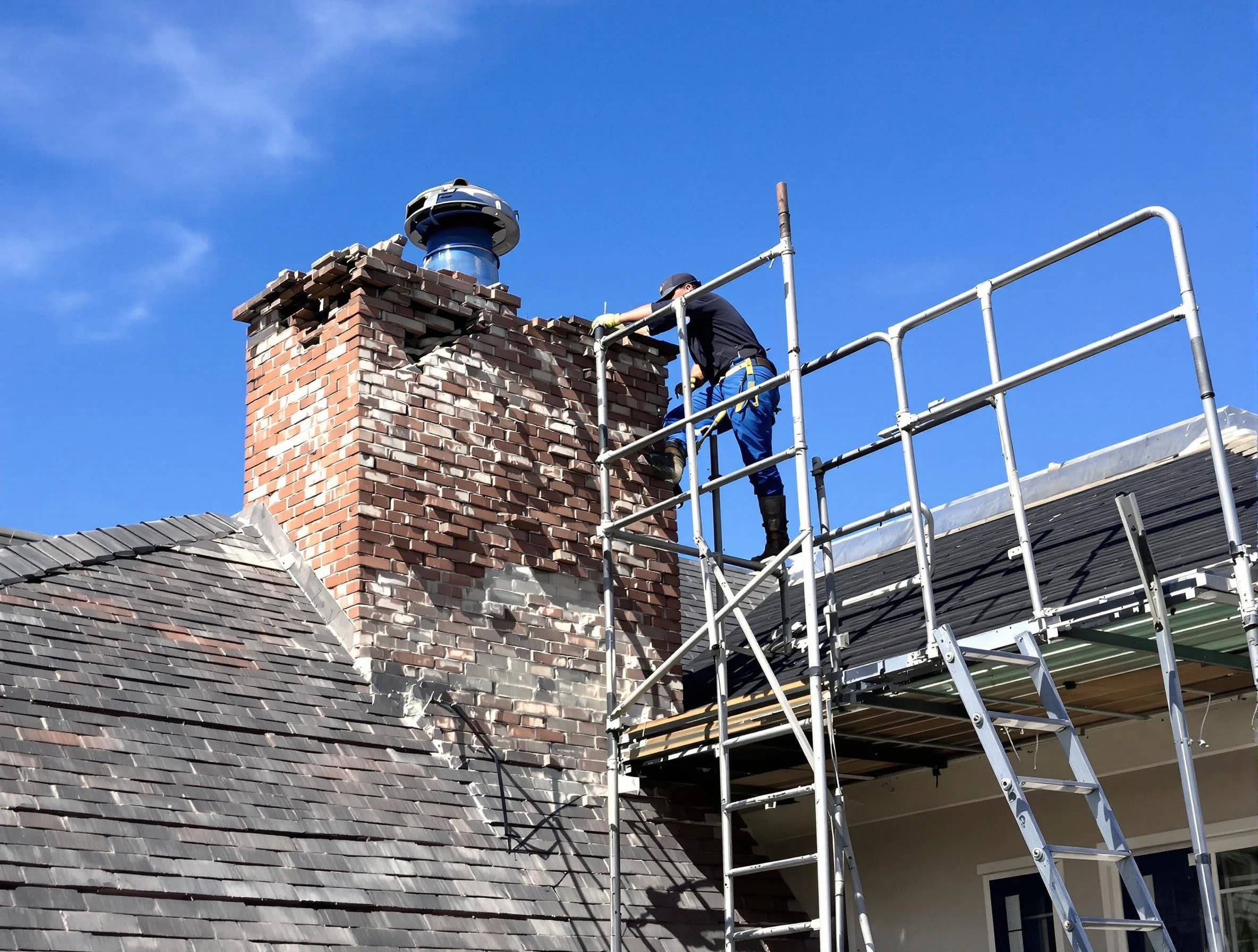 Rebuilding a chimney structure by Lower Burrell Chimney Sweep in Lower Burrell, PA