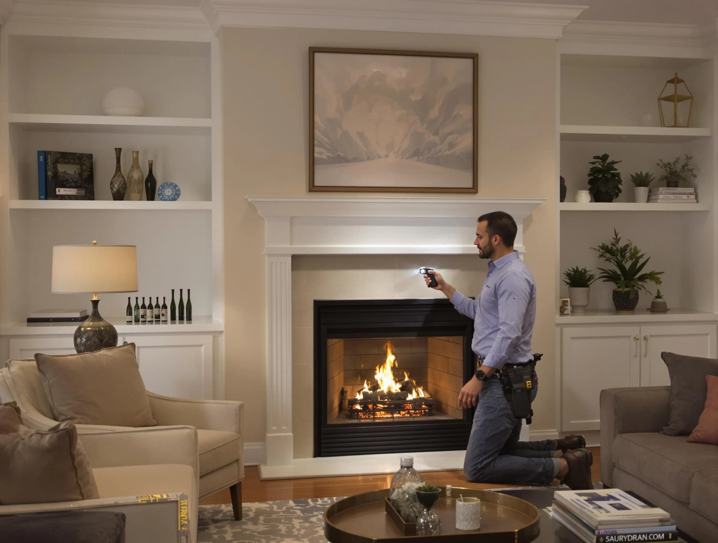 Lower Burrell Chimney Sweep conducting a fireplace safety inspection in Lower Burrell, PA