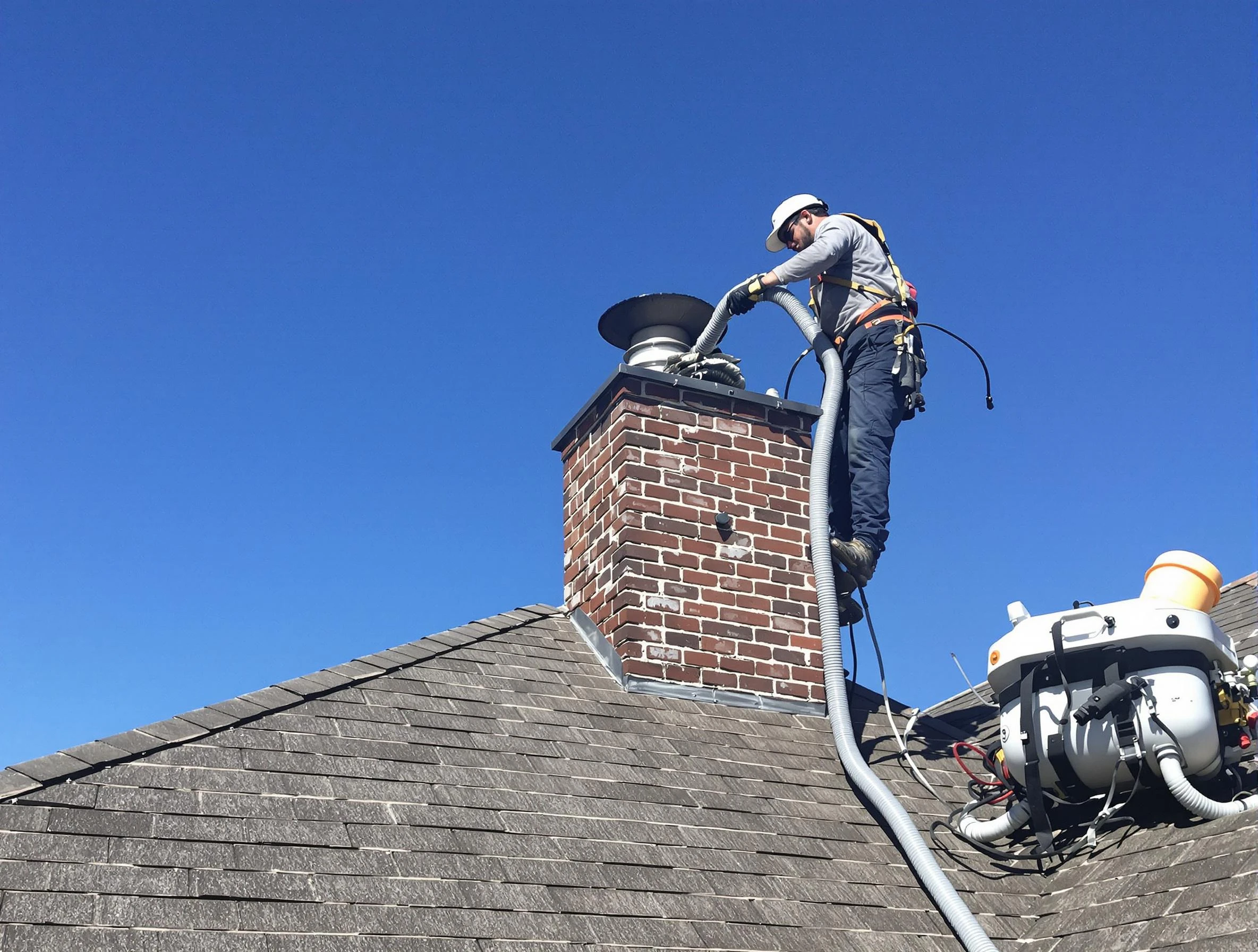 Dedicated Lower Burrell Chimney Sweep team member cleaning a chimney in Lower Burrell, PA