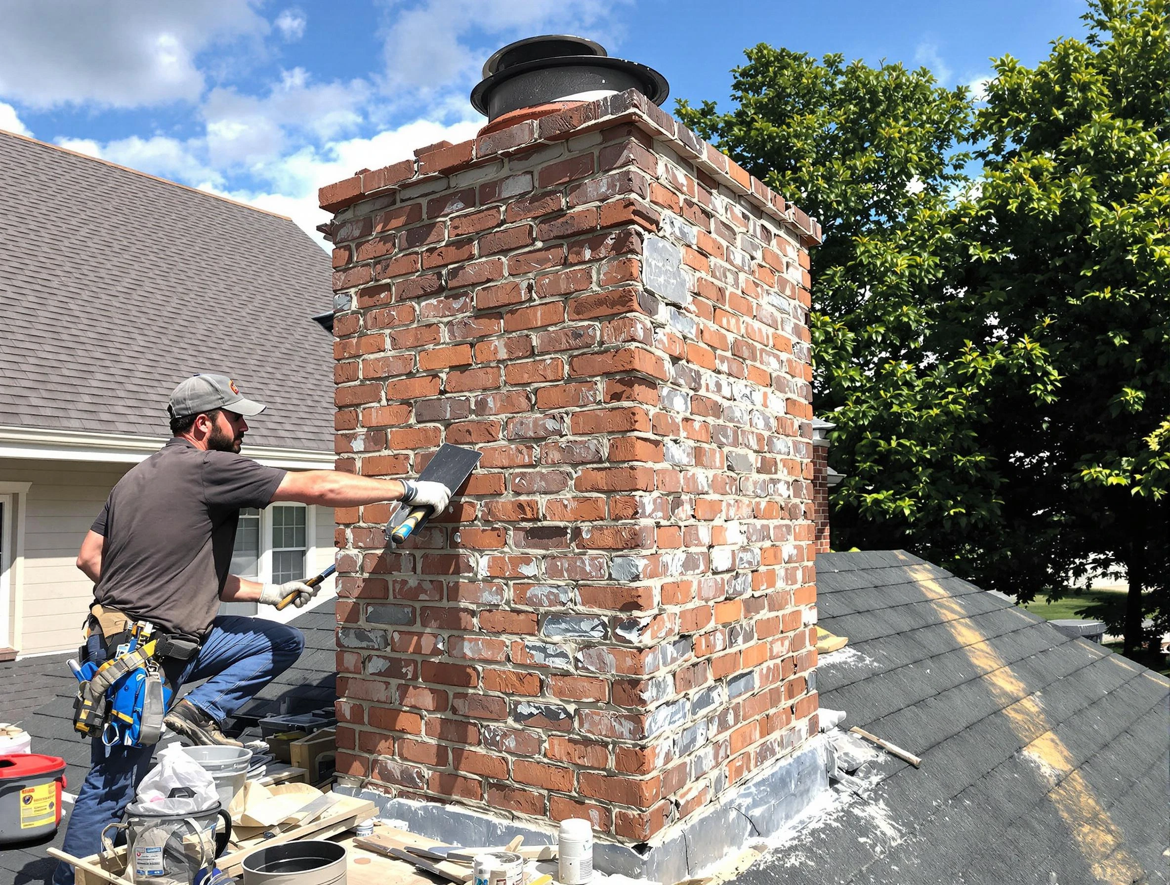 Completed chimney rebuild by Lower Burrell Chimney Sweep in Lower Burrell, PA