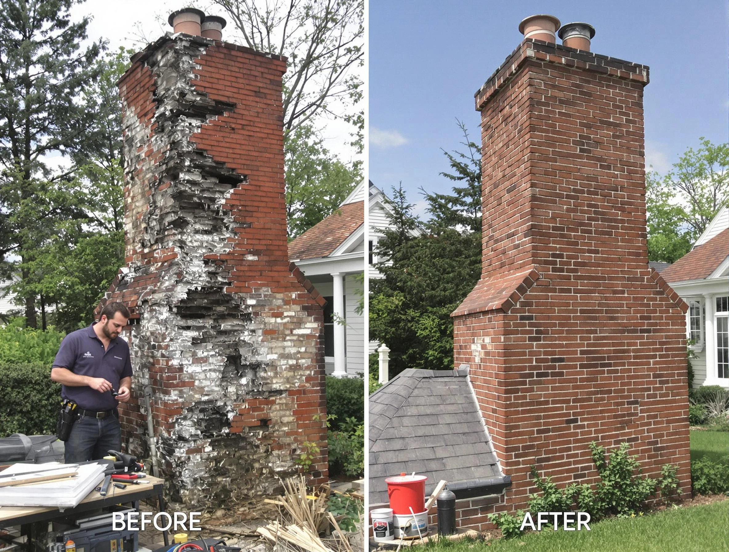 Lower Burrell Chimney Sweep performing a full chimney restoration in Lower Burrell, PA