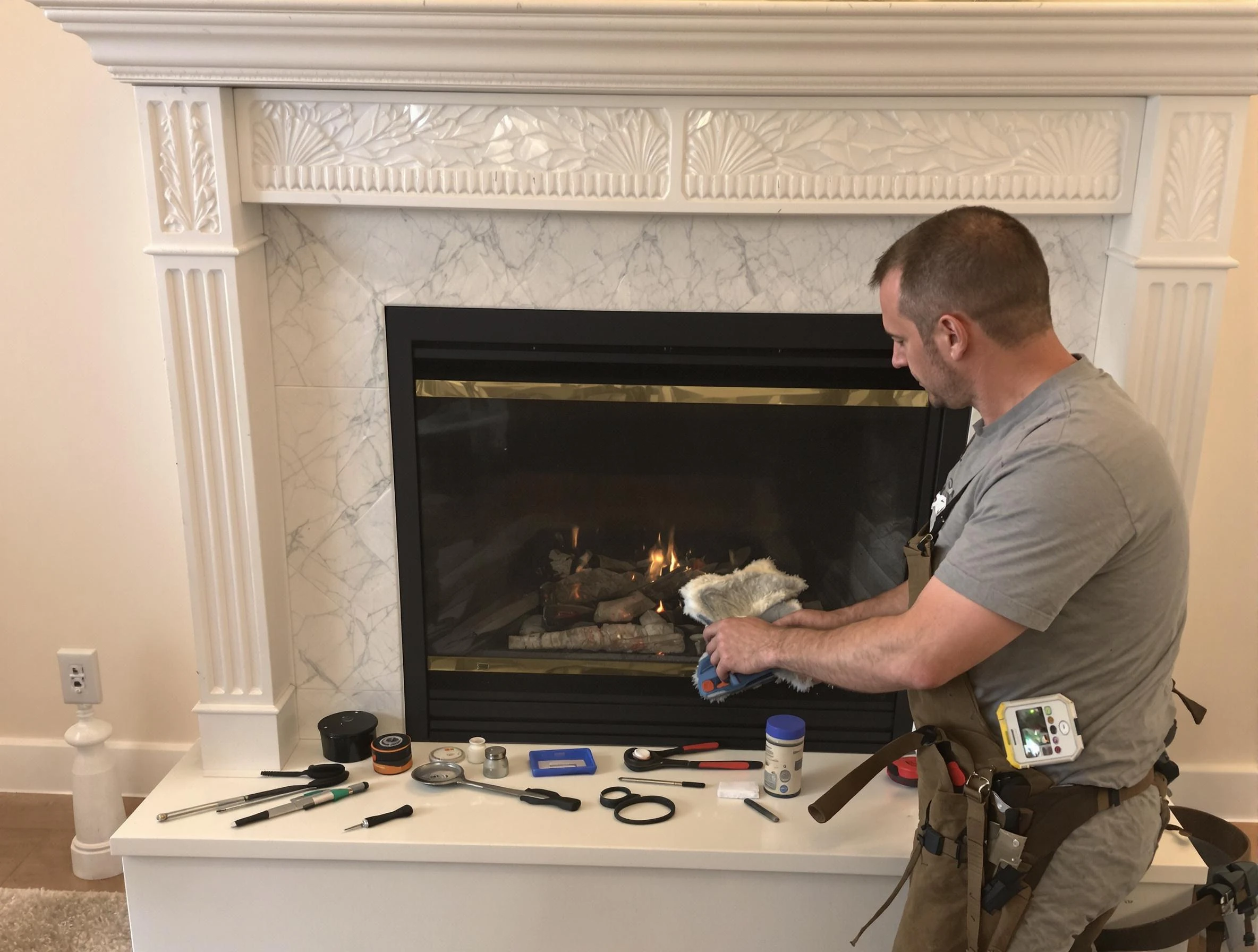 Lower Burrell Chimney Sweep performing fireplace maintenance in Lower Burrell, PA