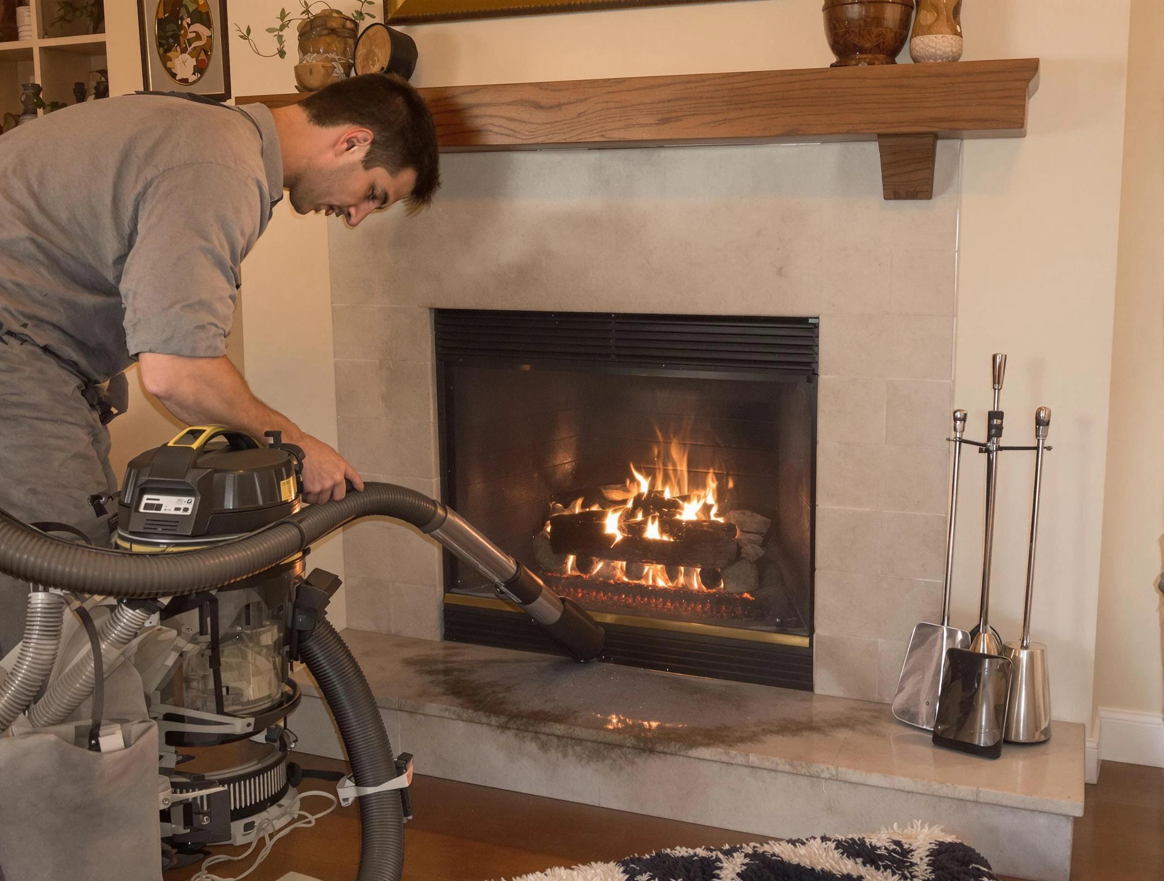 Routine fireplace upkeep by Lower Burrell Chimney Sweep in Lower Burrell, PA